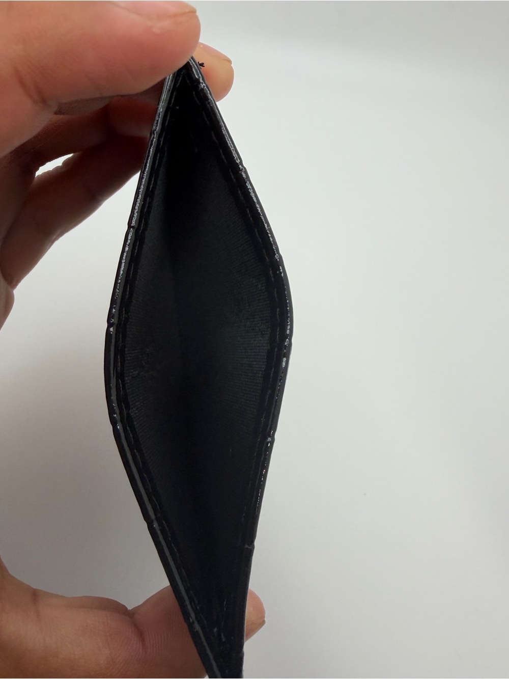 Croc-Embossed Black Card Holder with Metal Cross Accent - Picture 3 of 3
